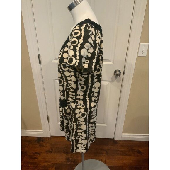 Aryeh Black & Cream Knit Dress w/ Front Pockets & Cable Knit Trim, Size XL - Picture 4 of 6